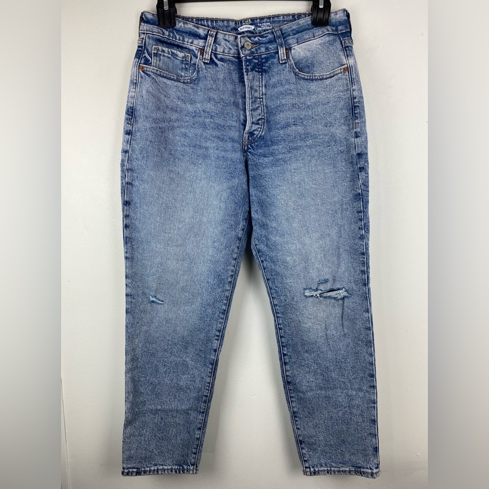 Old Navy size 12 Women’s Blue Distressed Denim Natalie O.G. Straight Leg Jeans